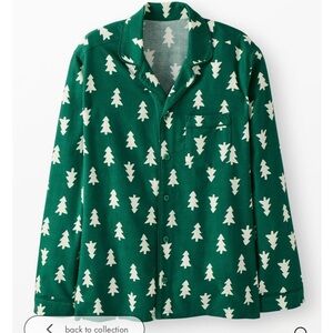 Hanna Andersson Flannel Forest Green Pajama Set with White Tree Design